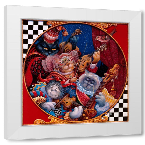 Quartet White Modern Wood Framed Art Print by Bell, Bill