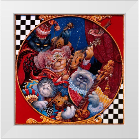 Quartet White Modern Wood Framed Art Print by Bell, Bill