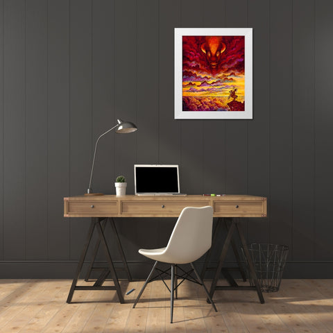 Raging Buffalo White Modern Wood Framed Art Print by Bell, Bill