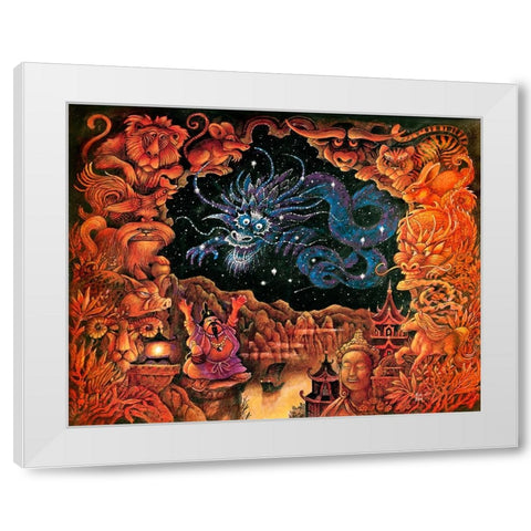 Zodiac Dragon White Modern Wood Framed Art Print by Bell, Bill