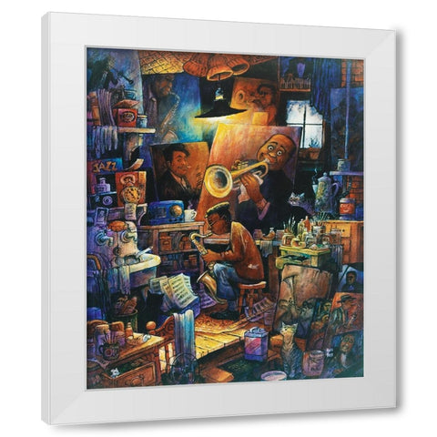 Duet White Modern Wood Framed Art Print by Bell, Bill