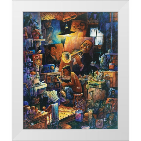 Duet White Modern Wood Framed Art Print by Bell, Bill