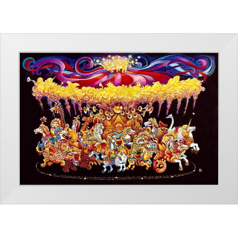Velvet Carousel White Modern Wood Framed Art Print by Bell, Bill