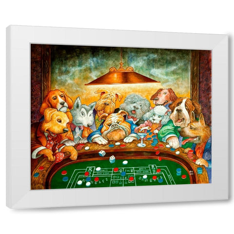 Lucky Dogs White Modern Wood Framed Art Print by Bell, Bill