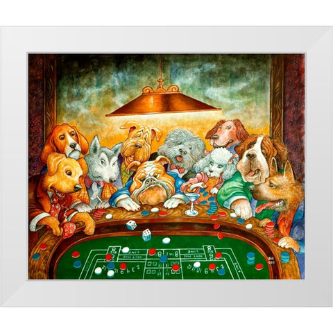 Lucky Dogs White Modern Wood Framed Art Print by Bell, Bill