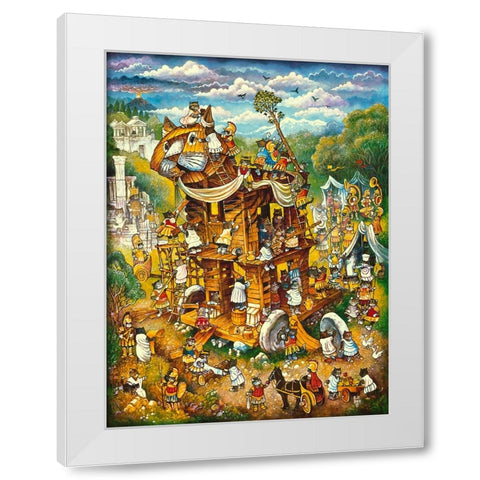 Trojan Cats White Modern Wood Framed Art Print by Bell, Bill