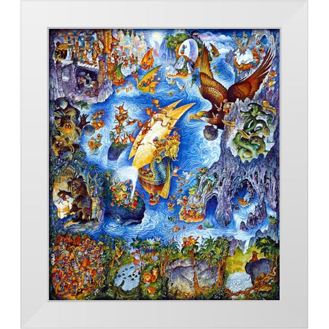 Story Of Sinbad White Modern Wood Framed Art Print by Bell, Bill