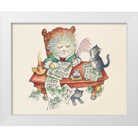 The Musician White Modern Wood Framed Art Print by Bell, Bill