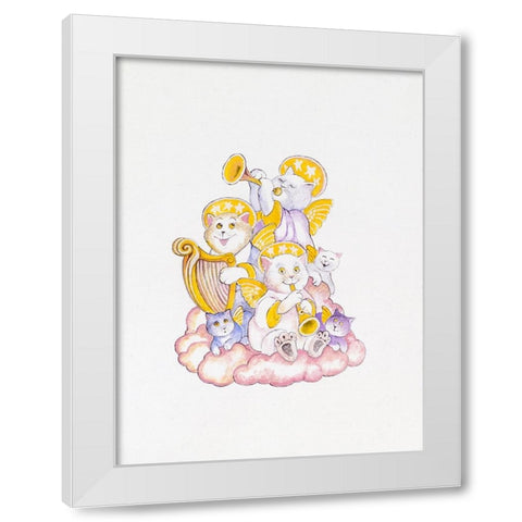 Musical Cats White Modern Wood Framed Art Print by Bell, Bill