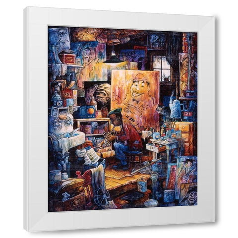 Jazz Man White Modern Wood Framed Art Print by Bell, Bill