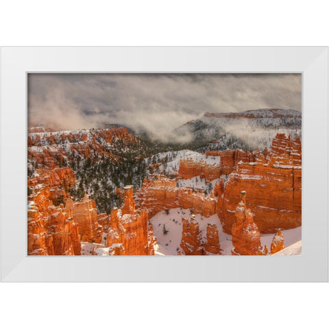Hoodoos And Lightplay White Modern Wood Framed Art Print by Sherrell, Bill