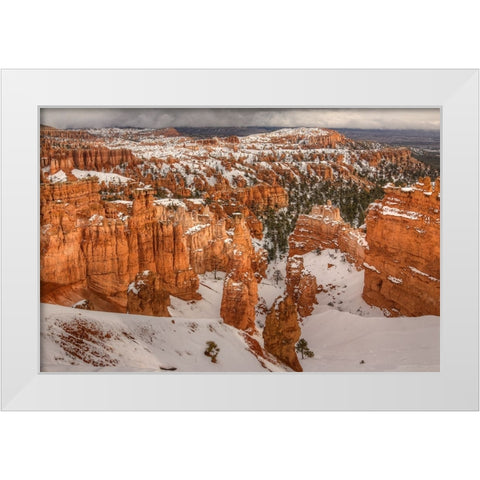 Storm Brewing Over Bryce Canyon White Modern Wood Framed Art Print by Sherrell, Bill