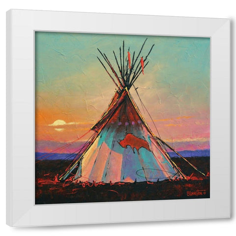 One Buffalo White Modern Wood Framed Art Print by Langton, Bruce