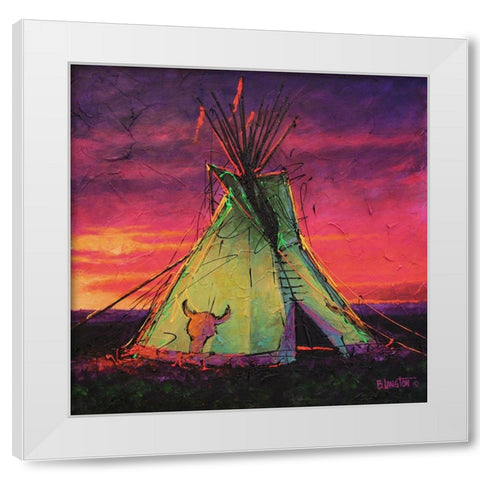 Sunset Tipi White Modern Wood Framed Art Print by Langton, Bruce