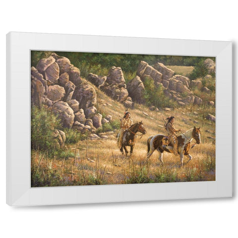 Warriors Through The Pass White Modern Wood Framed Art Print by Langton, Bruce