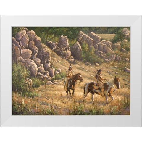 Warriors Through The Pass White Modern Wood Framed Art Print by Langton, Bruce