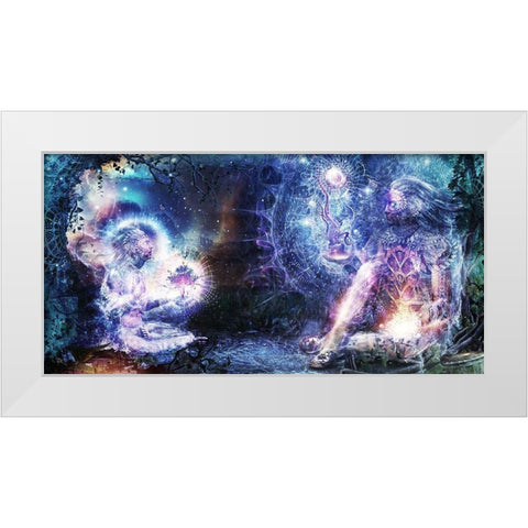 Shoulders And Giants White Modern Wood Framed Art Print by Gray, Cameron