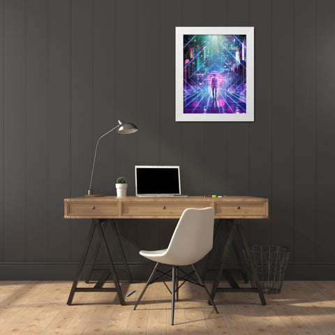 Neon Zone White Modern Wood Framed Art Print by Gray, Cameron