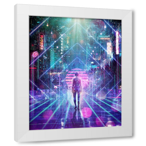 Neon Zone White Modern Wood Framed Art Print by Gray, Cameron