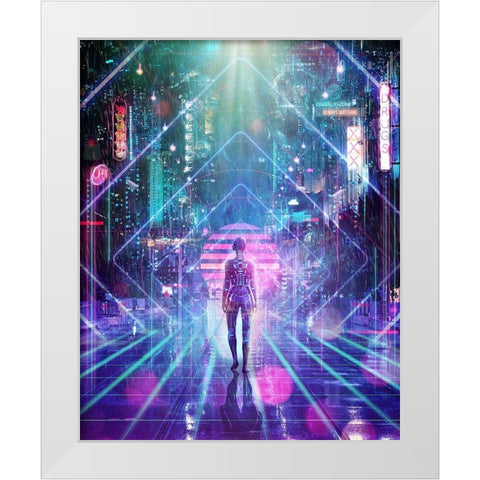 Neon Zone White Modern Wood Framed Art Print by Gray, Cameron