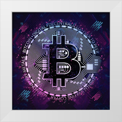 Bitcoin 1 White Modern Wood Framed Art Print by Gray, Cameron