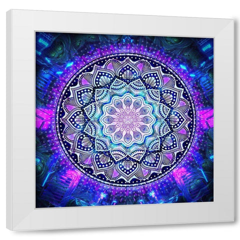 Flower Bloom Mandala White Modern Wood Framed Art Print by Gray, Cameron