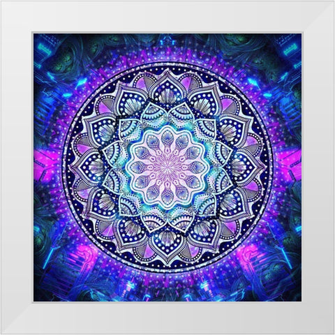 Flower Bloom Mandala White Modern Wood Framed Art Print by Gray, Cameron