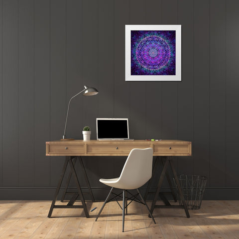 Flower Of Life White Modern Wood Framed Art Print by Gray, Cameron