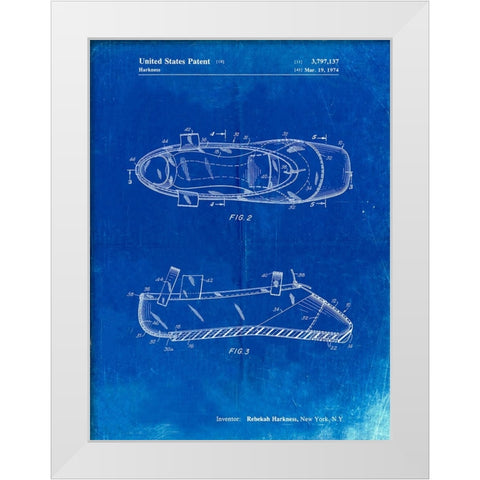 PP267-Faded Blueprint Ballet Slipper Patent Poster White Modern Wood Framed Art Print by Borders, Cole