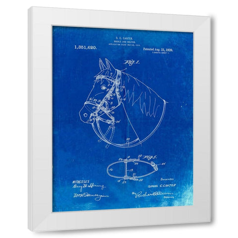 PP338-Faded Blueprint Bridle and Halter Patent Poster White Modern Wood Framed Art Print by Borders, Cole