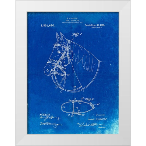 PP338-Faded Blueprint Bridle and Halter Patent Poster White Modern Wood Framed Art Print by Borders, Cole