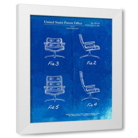 PP421-Faded Blueprint Eames Upholstered Chair Patent Poster White Modern Wood Framed Art Print by Borders, Cole