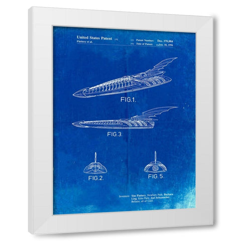 PP483-Faded Blueprint Batman Forever Batboat Patent Poster White Modern Wood Framed Art Print by Borders, Cole