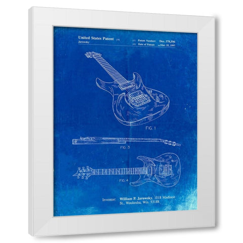 PP888-Faded Blueprint Ibanez Pro 540RBB Electric Guitar Patent Poster White Modern Wood Framed Art Print by Borders, Cole
