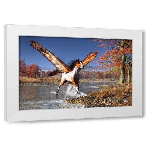 Autumn Pegasus White Modern Wood Framed Art Print by Eskridge, Daniel