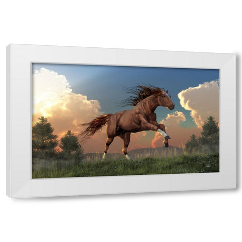 Running Free White Modern Wood Framed Art Print by Eskridge, Daniel