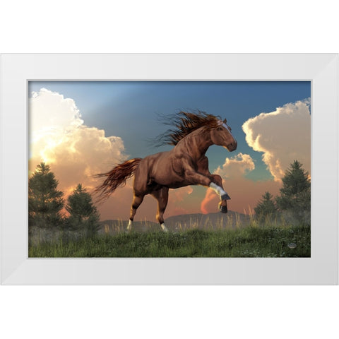Running Free White Modern Wood Framed Art Print by Eskridge, Daniel