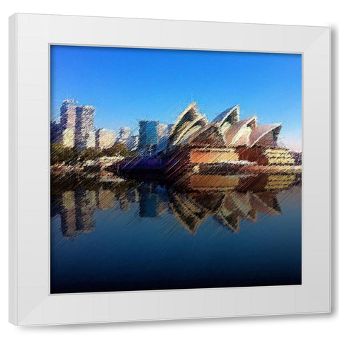 The Opera House White Modern Wood Framed Art Print by Manlove, David
