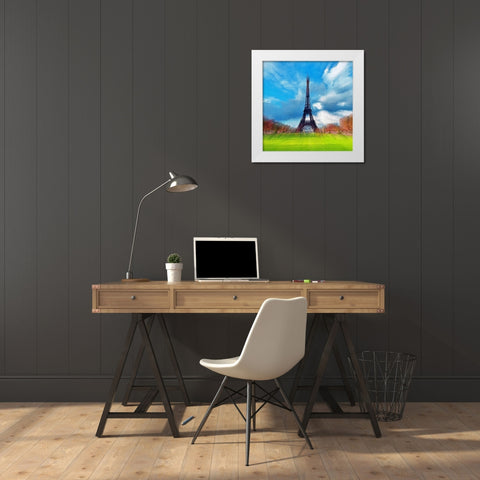 Eiffle Tower White Modern Wood Framed Art Print by Manlove, David