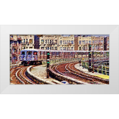NYCT White Modern Wood Framed Art Print by Manlove, David