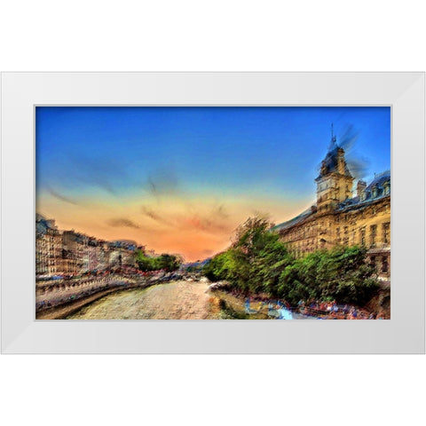 River Seine A White Modern Wood Framed Art Print by Manlove, David