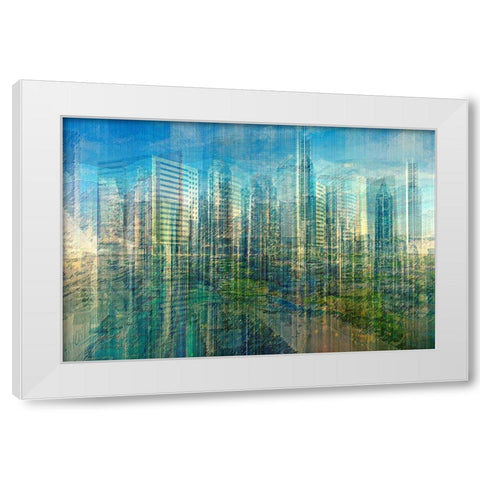 Emerald City White Modern Wood Framed Art Print by Manlove, David