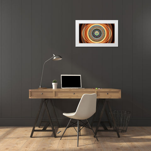 Round Table Sun Whirl X White Modern Wood Framed Art Print by Manlove, David