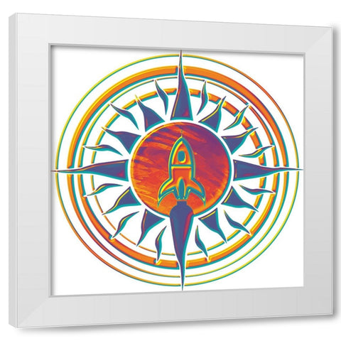 Tempered Rocket Sun 2 White Modern Wood Framed Art Print by Manlove, David