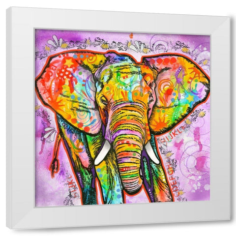 Elephant White Modern Wood Framed Art Print by Dean Russo Collection