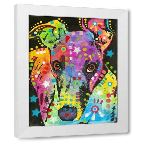 Curious Greyhound White Modern Wood Framed Art Print by Dean Russo Collection