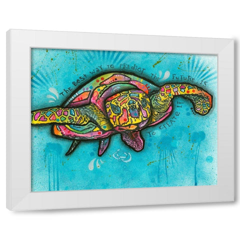 Turtle White Modern Wood Framed Art Print by Dean Russo Collection