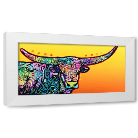 Longhorn White Modern Wood Framed Art Print by Dean Russo Collection
