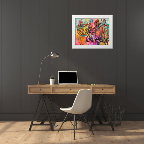Bull Moose  White Modern Wood Framed Art Print by Dean Russo Collection