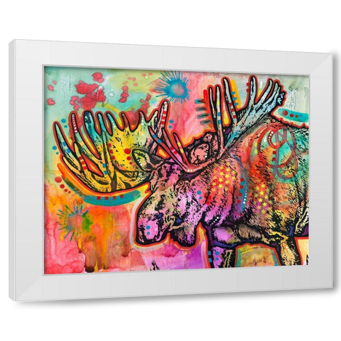 Bull Moose  White Modern Wood Framed Art Print by Dean Russo Collection